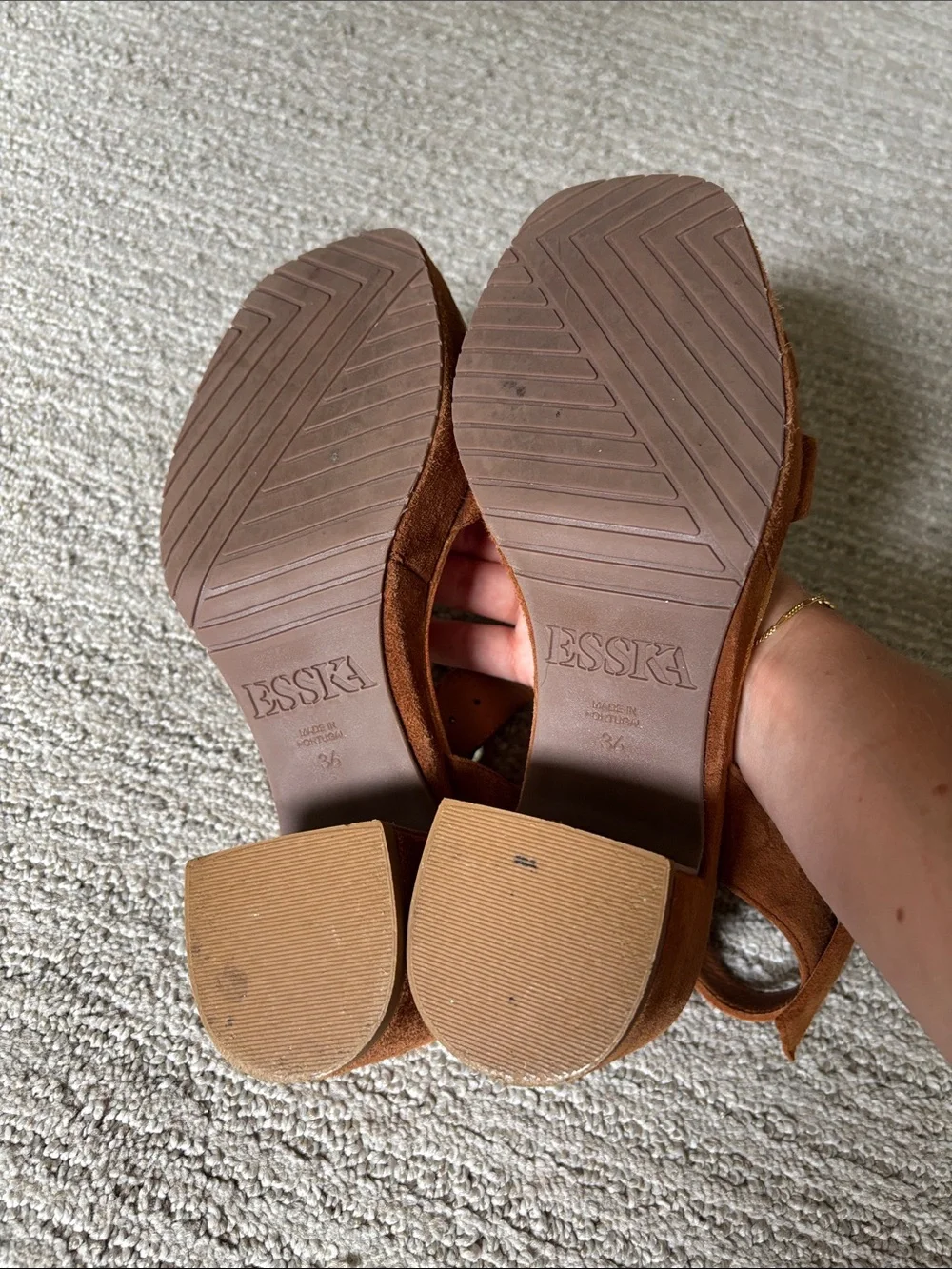 Platform Block Heel Sandals Flora in Rust Brown by Esska size 36 (US 6)